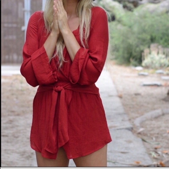 Ravens Red V Neck Romper - Picture 4 of 7